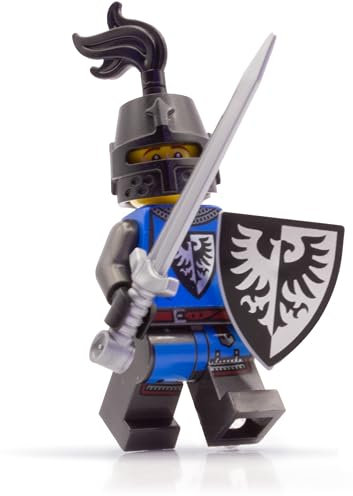 LEGO RITTER - Black Falcon Figurenset mit Schwert, Schild und Ritterhelm - eine ideale Ergänzung für jedes LEGO Schloss und andere mittelalterliche Baustein-Sets - Original Black Figur