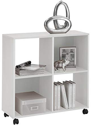 FMD Möbel, 290-001 Sprint Büroregal bücherregal auf rollen ideal für A4 ordner, weiß, maße72.0 x 77.0 x 33.0 cm (BHT)