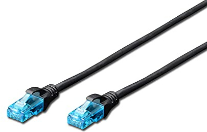 DIGITUS LAN-kabel Cat 5e – 0,5 m – U/UTP oskärmad – 1 Gbit/s – 100 MHz – CCA-nätverkskabel med RJ45 – PVC-mantel – AWG 26/7 – Kompatibel med Cat6 och Cat5 – Svart