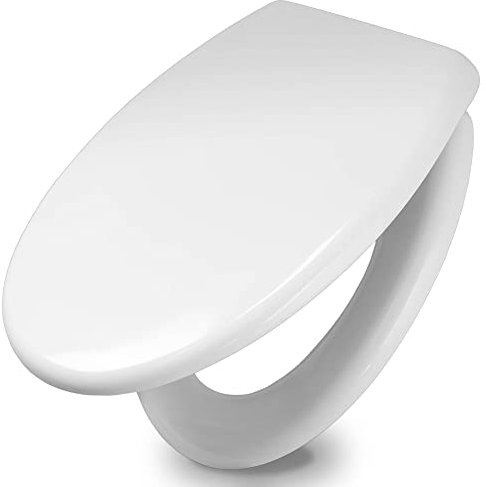 banjado Toilettendeckel mit Absenkautomatik 44,5x37cm / WC Sitz mit Absenkautomatik/Toilettensitz Duroplast mit Edelstahl Scharnieren/Klodeckel mit Absenkautomatik Motiv