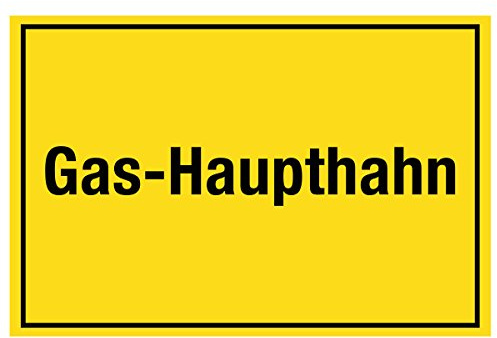 WANDKINGS Hinweisschild - Gas-Haupthahn - stabile Aluminium Verbundplatte - Wähle eine Größe - 40x30 cm