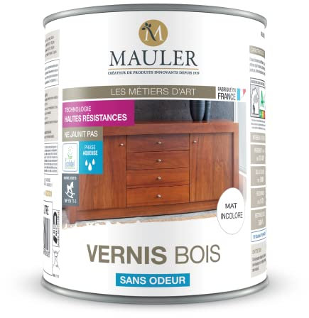 Mauler - Vernis Bois Sans Odeur - Mat Incolore - 1L - Protection Contre Taches et Rayures pour Meubles, Poutres, Boiserie intérieure - PV Contact Alimentaire