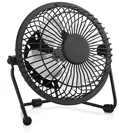 Ventilador personal de escritorio de mesa mini USB (diseño de metal, operación silenciosa, cable USB de 3.9 pies, alta compatibilidad) (BALCK)