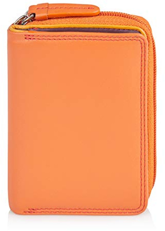 VISCONTI Twofold 100% Leder Damen Geldbörse Rainbow Multicolor/Mehrfarbig portmonee Small Purse(RB53) - (Orange Multi)