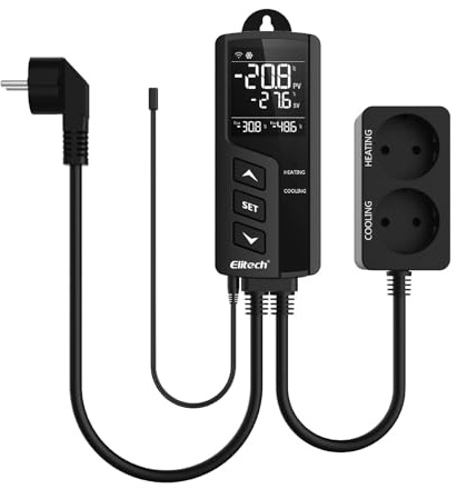 Elitech STC-1000WIFI Termoregolatore Digitale Termostato Temperature Controller, Dual Relay 220v Termostato Digitale con Sonda, Per Acquari, Rettili, Riscaldatori, Incubatori