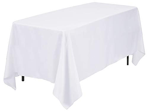 Kapwall White Table Cloth - 60X102Inch (152x260cm) Polyester Rectangle table cloth For 6 Foot Table in Washable Stain and Wrinkle Resistant - Great For Wedding, Restaurant, Party, Banquet Decoration.