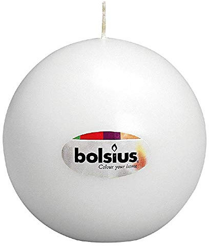 Bolsius Candela a sfera immersa Ø 7 cm, bianca, non profumata
