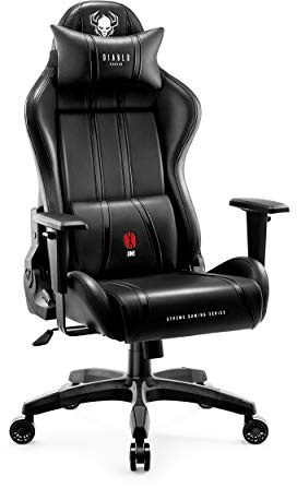 Diablo X-One 2.0 Gaming Stuhl XXL für große Menschen mit Lendenkissen | Gaming Chair XL aus HDS-Kunstleder mit Kopfstütze, Armlehnen, 140° Rückenlehne, Wippfunktion und Dual-Layer-Sitz
