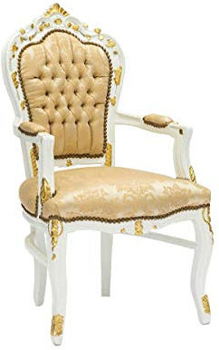 arterameeferro Barocksessel Luxury aus weiß lackiertem Holz mit goldenen Intarsien