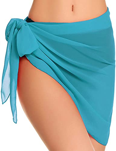 JFAN Jupe Sarong Paréo Cache-Maillot Bikini Écharpe Robe de Plage Piscine Fille Femme Florale Multiwear, Taille Unique - U