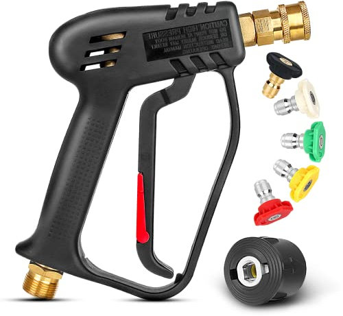 EAWONGEE 4000 PSI Pistola per Idropulitrice con 5 Ugelli Spray Intercambiabili, Pistola per Lavaggio a Getto con Connettore Rapido da 1/4 e Attacco M22