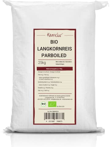 Kamelur 25kg BIO Langkornreis parboiled – weißer Langkornreis BIO ohne Zusätze – parboiled Langkornreis weiß in der Großpackung