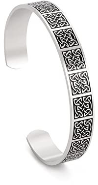 kkjoy Armreif aus Edelstahl, Vintage, Wikinger-Armring, irischer keltischer Knoten, für Damen und Herren