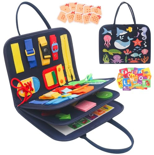 Withosent Busy Board für Kleinkinder 4-Schichten, Activity Board Tragbar Montessori Spielzeug, Baby Sensory Board ab 3 4 Jahre Mädchen Junge, Grundkenntnisse Erlernen Motorikspielzeug