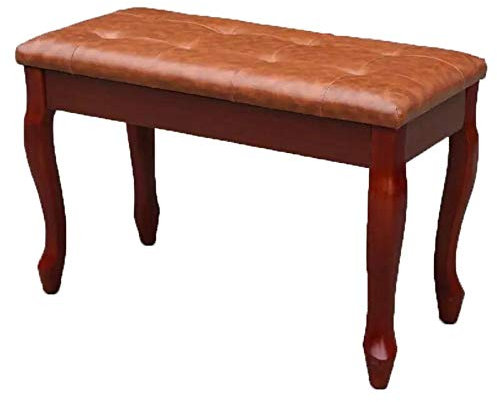 DRSM Soft Piano Hocker E-Piano-Stuhl Massivholz Piano Hocker for 2 Personen mit Lagerung Curved Beine atmungsaktive Soft Hocker Gepolsterter Sitz (Braun 75x35x50cm)