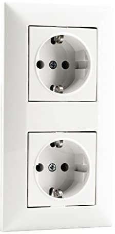 Bundle Meridian Schuko Doppelsteckdose Unterputz Steckdose inkl. 2-Fach Rahmen, Schukosteckdose für Unterputzdose inkl. Abdeckrahmen 2-Fach