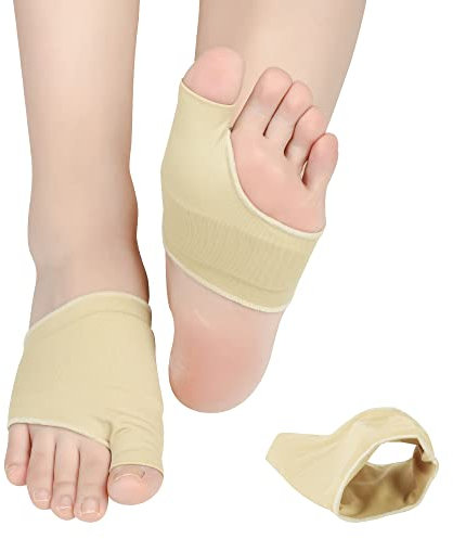 Metatarsal Pads Sleeve with Lengthened Soft Gel Forefoot Pads DYKOOK Foot Cushion Sock Bunion Forefoot Support Relieve Foot Joints/Bunion Pain,Remove Peeling,Corns,Blister,Calluses 2Pack (Beige & L)