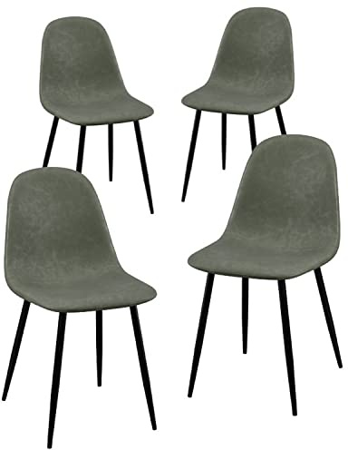 WeHome . Set da 4 sedie in ecopelle Bella, gambe in metallo e seduta in tessuto, adatte per sala da cucina, salotto, sale da attesa, uffici, arredo bar, arredo moderno ed elegante (Verde, Eco Pelle)