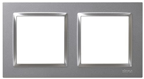 SIMON - Marco Interruptor de Pared, 2 Elementos, Compatible con Mecanismos Simon 10, Apto para Interiores, Fácil de Montar, Compatible con Pulsador, Conmutador y Enchufe Schuko, Color Aluminio
