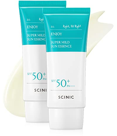 SCINIC Enjoy Super Mild Sun Essence 2 Set SPF50+ PA++++ 1.69 fl oz(50ml) | A Lightweight Hydrating Sun Essence That leaves No Sticky Feeling | Korean Skincare