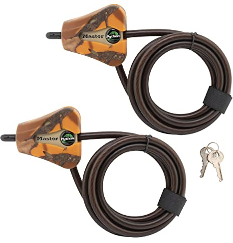 Master Lock Cable Lock, Python Adjustable Keyed Cable Lock, 6 ft. Long Cable, 2 Pack Mossy Oak Blaze Camouflage