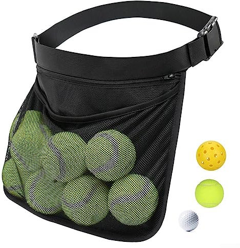 ZYWUOY Tischtennisballtasche, Tennisballhalter, verstellbar, Pickleball, Netzstoff, Hüftballtasche