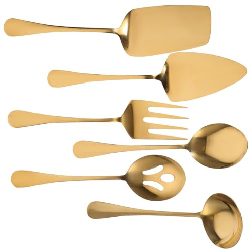 MAGICLULU Set De Couverts en Acier Dorés pour Service à Table Et Réutilisable Buffet Fêtes BBQ Et Repas Quotidiens
