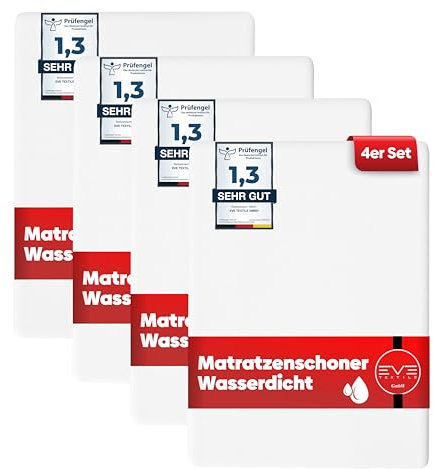Eve Textile® Matratzen-Topper 4er Set Wasserdichter Matratzenschoner 90x200 cm; Matratzenauflage, Inkontinenzauflage Matratzenbezug; Milben- & Nässeschutz; bis 30 cm Matratzenhöhe Boxspringbett Bett