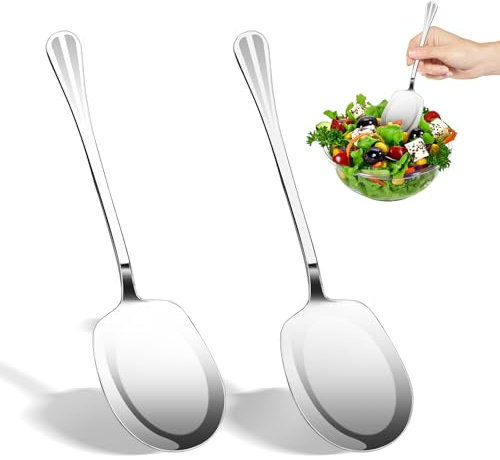 LOBVABA 2 Stück Servierlöffel aus Edelstahl,Großer Löffel Servierlöffel,Buffet Esslöffel,Servierlöffel mit Langen Griffen für Bankett Restaurant Buffet