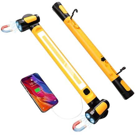Luz de trabajo para mecánico, luces LED de trabajo de 3200 lm, barra de luz magnética recargable de 6000 mAh, herramientas automotrices portátiles con ganchos para coche, garaje, taller, emergencia,
