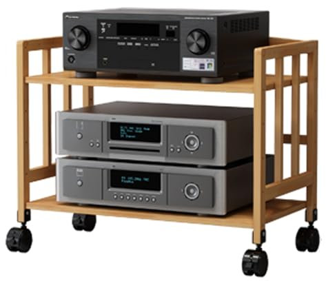 YHWKGZ Hi Fi Rack, 1/2/3/4/5-lagiges Stereo-Phonoschrank, Record Player Stand Aus Massivholz, Mit Rädern Und Höhenverstellbaren Regalen, for Zuhause/Büro/Theater(21.6x20.8/55x53cm)