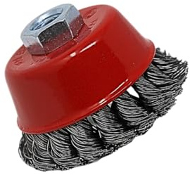 Cepillo de alambre para amoladora angular de 75 mm – Alambre trenzado con rosca M14 x 2 – Cepillo de limpieza resistente para eliminar el óxido y la pintura en metal