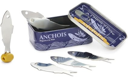 Balvi Tenedor aperitivo Conserverie Anchois Diseño retro de conserva de anchoas Lata/inox