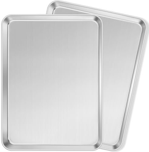 Leonyo Non-Toxic 17x13IN Half Stainless Steel Baking Sheets Pan, 2 Pack