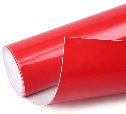 A ABSOPRO Autofolie Vinylfolie Aufkleber für Auto Universal Glanz Selbstklebend DIY-Aufkleber, Rot Lackschutzfolie 152cm x 60cm Artikelaustausch