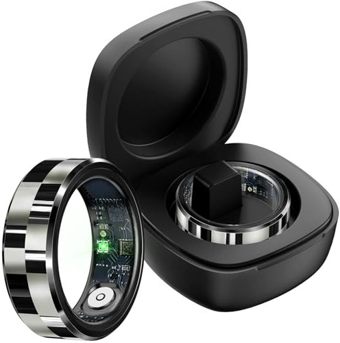 Smart Ring Fitness Ring Smartringe für Herren Damen Android iOS Herzfrequenzmessung Health Tracker Ring Schlafanalyse Pulsmesser Schrittzähler Sportdaten Aktivitätstracker Smartring Silber Größe 11