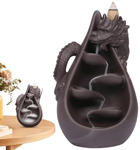 Cascata Del Bruciatore Di Incenso Del Riflusso Del Drago - Porta Coni Cinesi Sabbia Viola | Porta Bastoncini Di Cono Di Incenso Con Riflusso Del Drago Della Cascata, Regalo Per Il Relax Dello Yoga E L