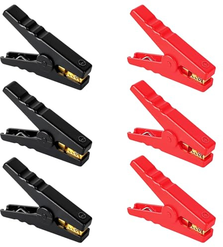 6Pack 100A Heavy Duty Pure Copper,Jump Lead Clamps, Car Booster Cable Clips,Insulative Car Battery Alligator Clips,Clips Battery Clamps for Cars Trucks Ships