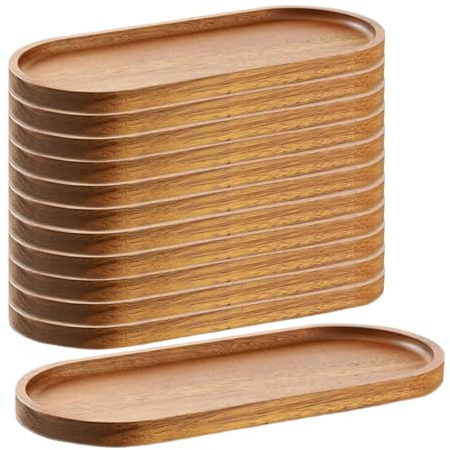 Wood Serving Trays Charcuterie Boards Oval Wooden Plates Wood Serving Platter Cheese Dinner Plates Bulk for Dessert Snack Bread Fruit Appetizer Dishes (29 x 10.5_12 Pack)