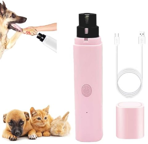 Lima Unghie Cani Silenzioso Elettrico,Smerigliatrice per Unghie per animale domestico con Luci LED,Tagliaunghie 2 velocità,Ricarica USB,per Cani e Gatti di Taglia Piccola Media e Grande (rosa)