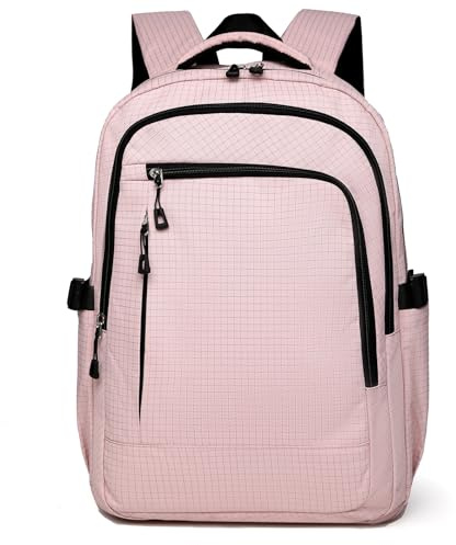 Outplea 15.6 Mochila Ordenador Portatil Mujer Hombre, 20L Mochila Escolar Adolescente Elegante, Mochilas de Viaje Pequeña para Trabajo Universidad, Rosado