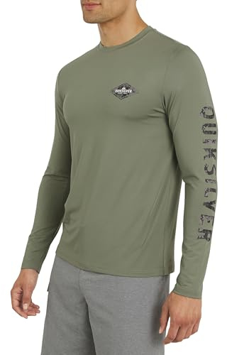 Quiksilver Men's Swimwear Regular Fit UPF 50 Long Sleeve Sun Tee Rash Guard Shirt, Sea Spray, Large