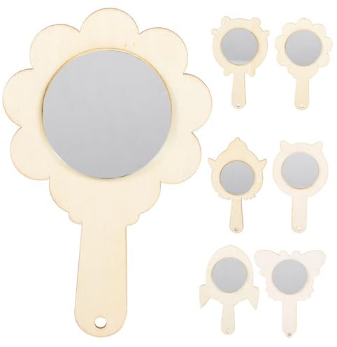 Kisangel 6stücke Holz Spiegel Junge Mädchen Diy Malerei Handliche Spiegel Aus Holz Zum Bemalen Und Veredeln Filigranes Bastelprojekt