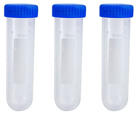 Zqxnt Lot de 3 tubes de centrifugeuse professionnels de 50 ml avec languettes blanches inscriptibles et bouchons à vis étanches