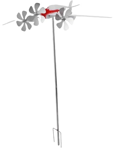 Hiraith Airplane Windmill Weather Vane Wind Spinner for Garden Patio Lawn Yard Outdoor Airplane Wind Sculpture Wrought Iron