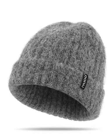Zylioo XXL Fleece Strickmütze Groß Wintermütze Übergröße Warme Beanie Mütze | Dicke Winter Knit Beanie Hat Cuff Watch Skull Cap