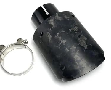 ZSGHJA Auspuffblende 1 STÜCKE Carbon Fiber Schalldämpfer Spitze Auto Auspuffrohr Schwarz Edelstahl Endrohr Düse Dekoration Auto-Auspuffendrohr(57MM IN-101MM Out)