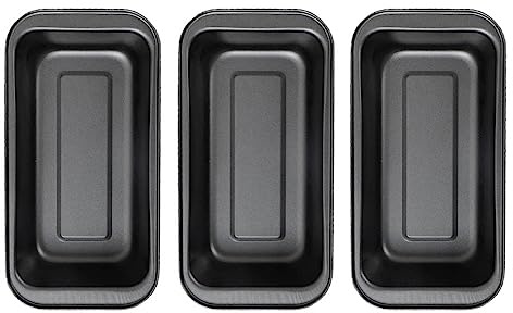 Juego de 3 moldes antiadherentes para hornear pan de pastel, moldes rectangulares de acero al carbono, fácil liberación, color negro, 15 cm, perfecto para hornear uniformemente, duradero y asequible