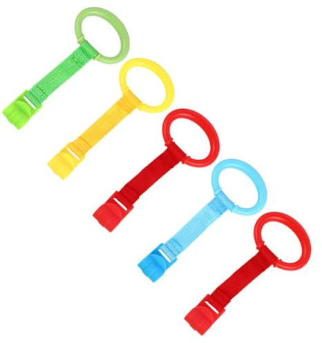 UKCOCO 5 Piezas Anillo de Tiro Anillas para Colgar Cunas y Camas Infantiles Herramientas de Asistencia para Caminar para Bebés Anillo de Agarre para Cuna para Caminar Varios estilos