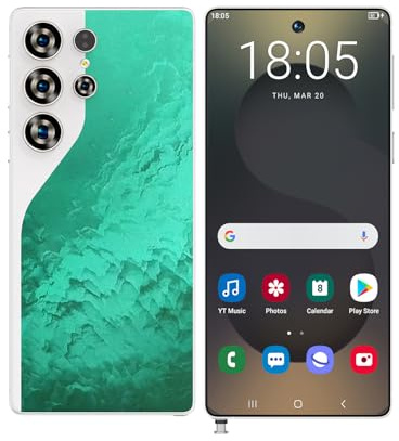 Telefono Cellulare S26 Ultra Economico, Schermo HD Da 7,3 Pollici, 16GB E 1TB, Batteria Da 8000mAh, Fotocamera Dual SIM Da 72MP 108MP, Smartphone Android 14.0, Supporta WIFI Face ID,Green-7.3 Inch